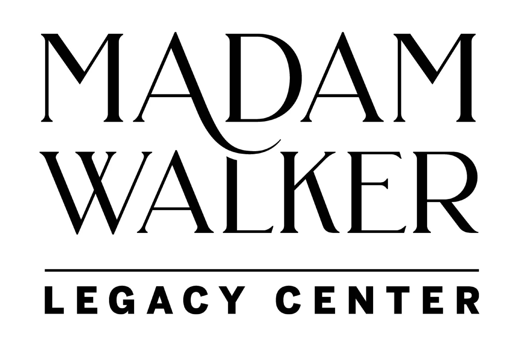 Logo of Madame C.J. Walker Legacy Center in black and white.